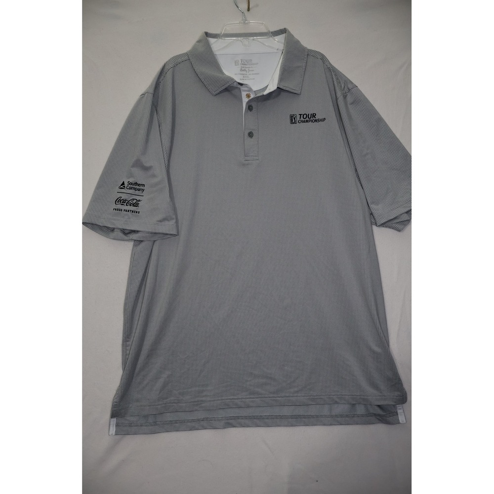 Bobby Jones Tour Championship Golf‎ Polo Shirt Mens XXXL Grey White Micro Check